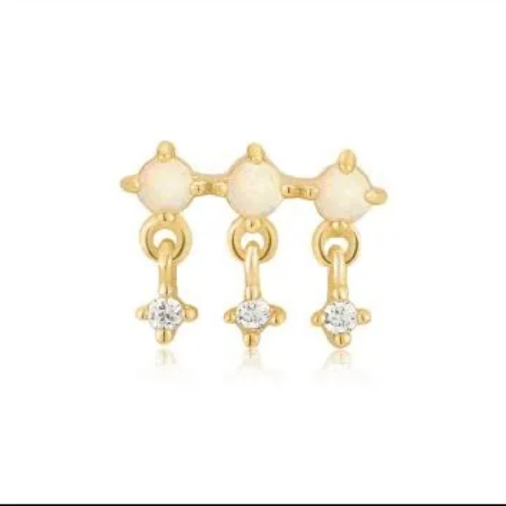 Ania Haie Silver Kyoto Opal Drop Sparkle Barbell Single Earring New